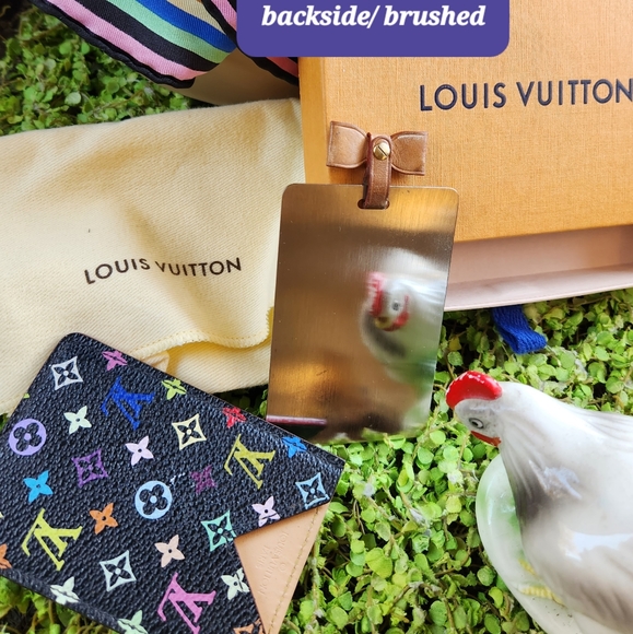 LOUIS VUITTON Black Multicolor LV Logo Mirror Credit Card Hotel Key Holder Case - Picture 8 of 16